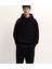 Unisex Basic Siyah Oversize 3 Iplik Kışlık Pamuklu Sweatshirt 3
