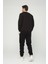 Siyah Bisiklet Yaka Sweatshirt 3 Iplik Şardonlu (%100 Pamuk) 4