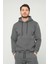 Antrasit Gri Kapşonlu Sweatshirt 3 Iplik Şardonlu (%100 Pamuk) 1