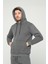 Antrasit Gri Kapşonlu Sweatshirt 3 Iplik Şardonlu (%100 Pamuk) 4