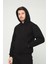 Siyah Kapşonlu Sweatshirt 3 Iplik Şardonlu (%100 Pamuk) 2