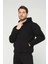 Siyah Kapşonlu Sweatshirt 3 Iplik Şardonlu (%100 Pamuk) 4