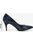 Hakiki Deri Stiletto Lacivert Topuklu Ayakkabı - 7,5 Cm İnce Topuk Sivri Burun - El İşçiliği Rugan Yılan Desen Premium Deri GRS004-LC 2