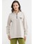 Dik Yaka Yarım Fermuarlı Sweatshirt Taş 1