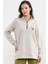 Dik Yaka Yarım Fermuarlı Sweatshirt Taş 2