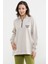 Dik Yaka Yarım Fermuarlı Sweatshirt Taş 3