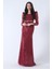 Bordo Kare Yaka Kolları Transparan Abiye Elbise 9705196.04 1