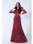 Bordo Kare Yaka Kolları Transparan Abiye Elbise 9705196.04 2