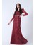 Bordo Kare Yaka Kolları Transparan Abiye Elbise 9705196.04 3