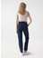 Yüksek Bel Dar Paça Mom Fit Koyu Mavi Kadın Denim Pantolon 21007036 4