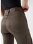 Yüksek Bel Slim Paça Cropped Fit Koyu Yeşil Kadın Denim Pantolon 21007052 5