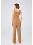 Bol Kesim Kaşmir Karışım Boru Paça Kadın Triko Pantolon Camel 4
