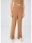 Bol Kesim Kaşmir Karışım Boru Paça Kadın Triko Pantolon Camel 5