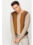 Erkek Sıfır Yaka Önü Renkli Yürütmeli Yün Kazak K.bej 2