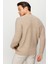 Erkek Sıfır Yaka Önü Renkli Yürütmeli Yün Kazak K.bej 4