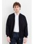 Erkek Hakim Yaka Çelik Örgü Astarlı Yün Mont Lacivert 3