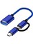 2'si 1 Arada USB 3.0 Otg Adaptör Kablosu Tip-C Mikro Usb'den USB 3.0'a Arayüz Dönüştürücü Cep Telefonu Şarj Kablosu Line-Mavi (Yurt Dışından) 2