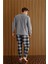 Gri Siyah Ekose Desenli polar erkek pijama takımı 3