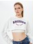 Crop Sweatshirt Baskılı Bisiklet Yaka Uzun Kollu 1