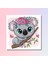 Tekli Kare Kanvas Kız Çocuk Odası Pembe Çiçekli Koala Tablosu 3