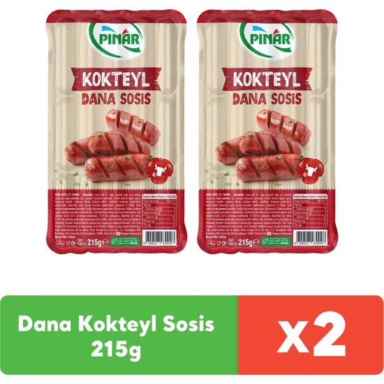 Pınar Dana Kokteyl Sosis 215 gr x 2 Adet