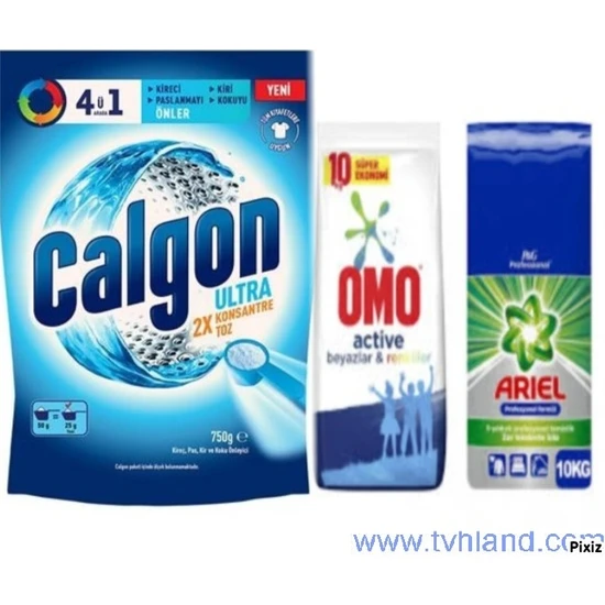 Calgon 750 gr + Omo 10 kg + Ariel 10 kg