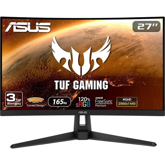 Asus Tuf Gaming VG27WQ1B Kavisli Oyuncu Monitörü – 27 Inç Wqhd (2560X1440) 165Hz Extreme Low Motion Blur™,freesync™ Premium 1ms Mprt HDR10