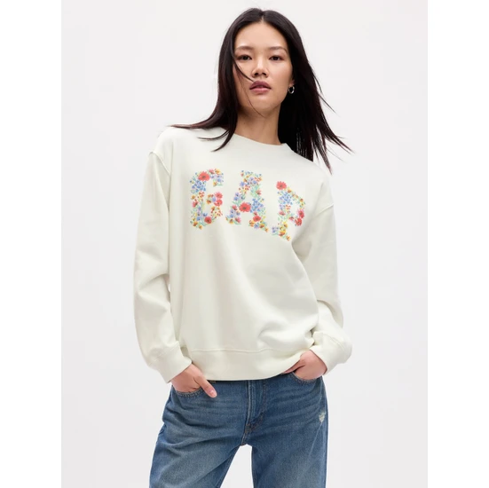 Gap Kadın Krem Gap Logo Fleece Sweatshirt