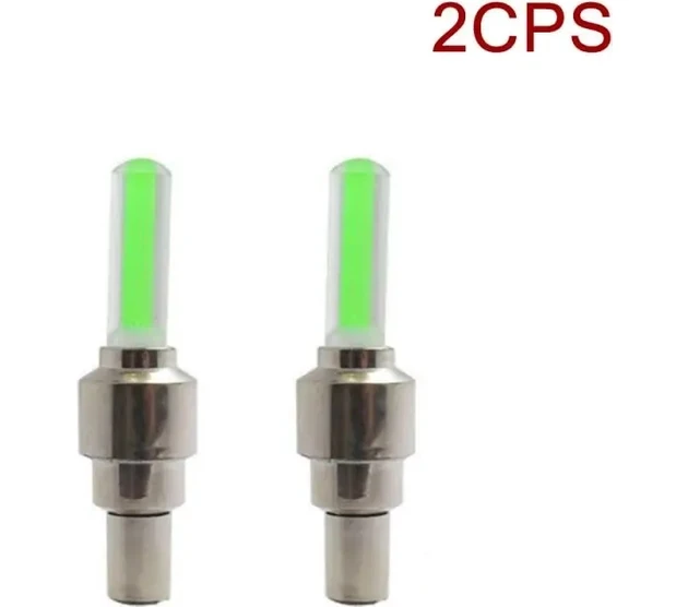 Resim Xiyu Shop Yeşil 2 Adet Tarzı 1 Pairs Çok Renkli LED Neon Araba Bisiklet Tekerlek Lastik Işık Lastik Vana Toz Kapağı Vana Çekirdek Araba Bisiklet Motosiklet Için Işık Konuştu (Yurt Dışından) 