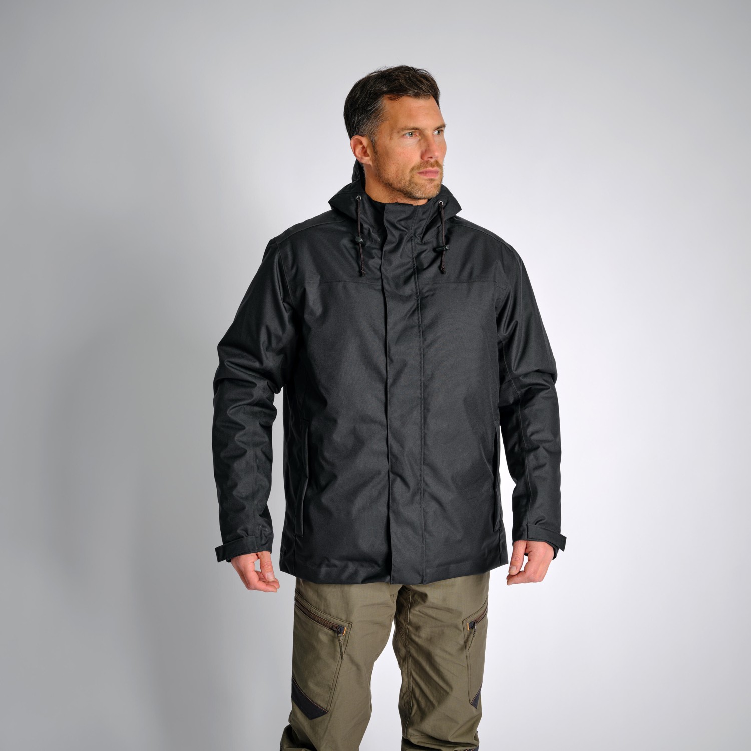 Decathlon Solognac Erkek Su Geçirmez Kışlık Mont -10 °C - Siyah - Avcılık ve Doğa Gözlemi - 100