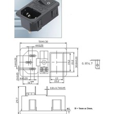 Doqu Güç Soketi Şase Tip Erkek Sigortalı ve Anahtarlı IPZ-107 Kulaksız POWER-SOCKET-001