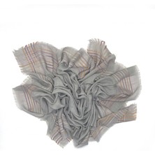 Naz İpek 7'li Set Pamuklu Işlemeli Çizgili Flamlı Eşarp 100X100CM Yazma