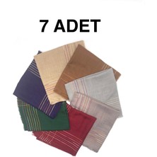 Naz İpek 7'li Set Pamuklu Işlemeli Çizgili Flamlı Eşarp 100X100CM Yazma
