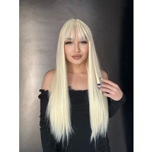 Peruk Market Medikal Düz Perçemli Uzun Peruk - Platin