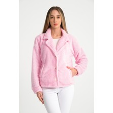 Cool Hill Pembe Düğmeli Kadın Peluş Ceket