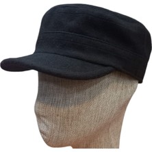 Salar Ticaret Kışlık Kastro Model Şapka Kaşe Kumaş Siyah Renk Ayarlanabir