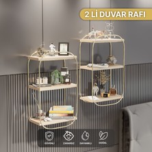 Bino Duvar Raf 2li Set Duvar Rafı Oval Raf Yatak Odası Komodin 2li Berjer Set Ayaksız Duvar Raf