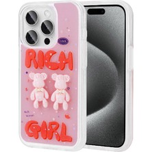 Cupcase Apple iPhone 15 Pro Kılıf Kabartma Figürlü Parlak  Minimini Silikon Kapak