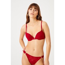 Stay Lunique Flok V Detaylı Vişne Soft Kap Sütyen Takımı