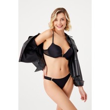Stay Lunique Violet V Detaylı Siyah Destekli Soft Kap Sütyen Takımı