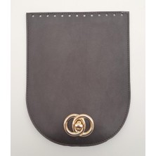 Angel Çanta Aksesuar 17X22 cm Suni Deri Koyu Kahverengi Kapak Light Gold Metalli