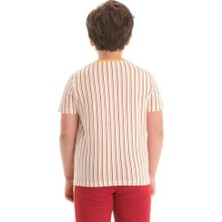 Galatasaray Lisanslı Çizgili Beyaz Çocuk T-Shirt Hediye Aslan Ahşap Kutulu