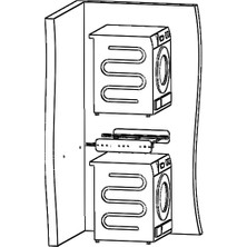 Etepzo Tüm Makineler İçin Uyumlu Metal&Kemersiz Çamaşır Kurutma Makinesi ve Çamaşır Yıkama Makinesi Üst-Üste Birleştirme Aparatı(Beyaz)