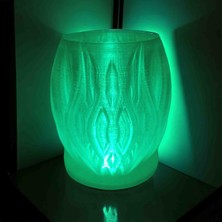 3D Dönüşüm Atölyesi Dekoratif LED Lamba M8 - Yeşil Titrek Mum LED - Pilli - Geri Dönüşüm Pet