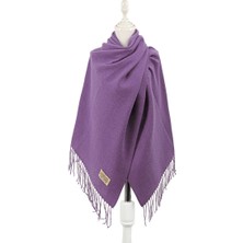 Bursa İpek Mor Çift Taraflı Kışlık Şal