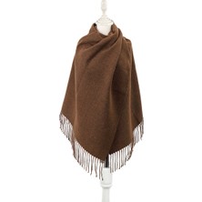 Bursa İpek Kahverengi Taba Çift Taraflı Kışlık Şal