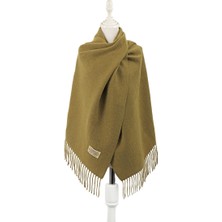 Bursa İpek Haki Çift Taraflı Kışlık Şal