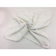 Buse Baby Home Muslin Kumaş ,pikeli ve Ponponlu , %100 Pamuklu Çok Amaçlı Bebek Battaniyesi