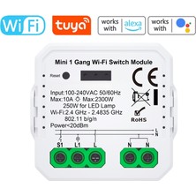 Novato Tuya Uyumlu Tekli Wifi Akıllı Anahtar (10A - 220V Röle) - Tek Çıkışlı, Anahtar Girişli, Google Asistan, Alexa Destekli Switch