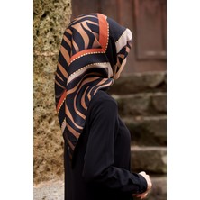 Vissona Twill Ipek Eşarp Zebra Desenli, Gold, Siyah 10581-0011